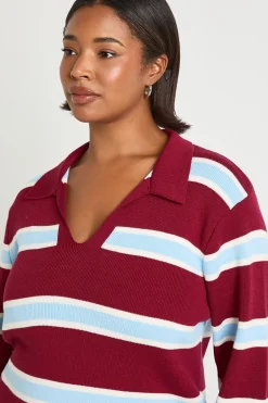 boohoo Pull de rugby en maille compacte à col plus<Femme Pulls Et Gilets|Toutes Les Mailles