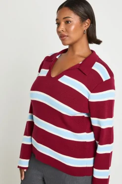 boohoo Pull de rugby en maille compacte à col plus<Femme Pulls Et Gilets|Toutes Les Mailles