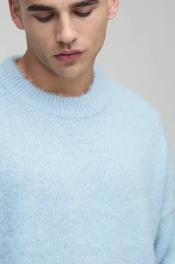 boohooMAN Pull en maille brossée à col étendu, coupe boxy<Homme Maille|Mailles