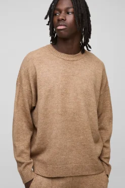 boohooMAN Pull en maille brossée surdimensionné à coupe carrée et col allongé<Homme Maille|Mailles