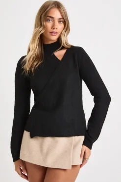 Pull en maille à col haut avec détail drapé