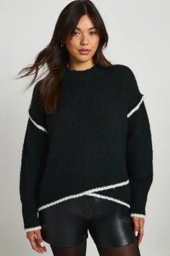 boohoo Pull en maille à col rond à ourlet asymétrique<Femme Pulls Et Gilets|Toutes Les Mailles