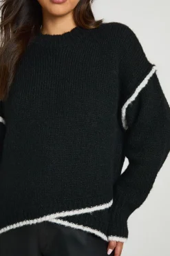 boohoo Pull en maille à col rond à ourlet asymétrique<Femme Pulls Et Gilets|Toutes Les Mailles