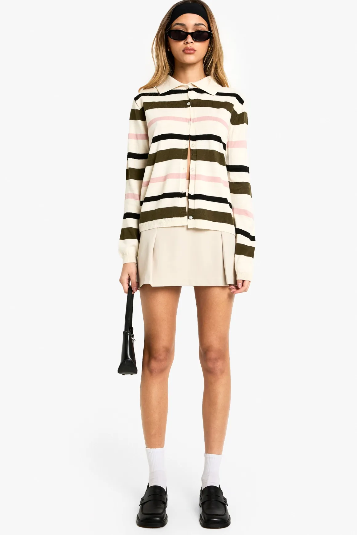 Pull en maille côtelée à fines rayures