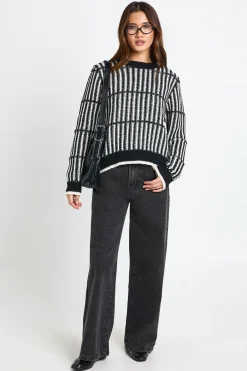 boohoo Pull en maille douce à rayures<Femme Pulls Et Gilets|Toutes Les Mailles