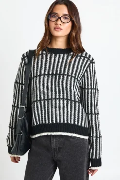 boohoo Pull en maille douce à rayures<Femme Pulls Et Gilets|Toutes Les Mailles