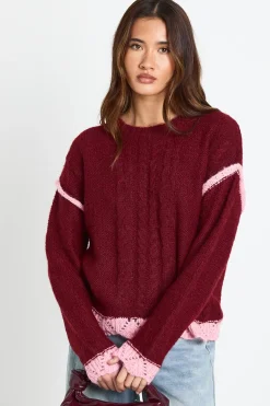 Pull en maille à détail d'épaule avec couture apparente