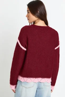 Pull en maille à détail d'épaule avec couture apparente