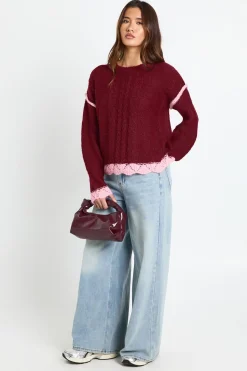 Pull en maille à détail d'épaule avec couture apparente