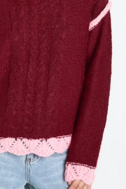 Pull en maille à détail d'épaule avec couture apparente