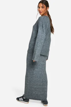 boohoo Pull en maille fine douce et ensemble coordonné avec jupe maxi tricotée<Femme Pulls Et Gilets|Toutes Les Mailles