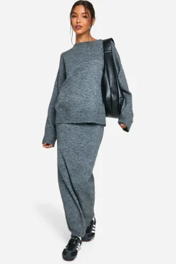 boohoo Pull en maille fine douce et ensemble coordonné avec jupe maxi tricotée<Femme Pulls Et Gilets|Toutes Les Mailles