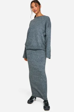 boohoo Pull en maille fine douce et ensemble coordonné avec jupe maxi tricotée<Femme Pulls Et Gilets|Toutes Les Mailles