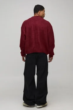 Pull en maille graphique surdimensionné, au design carré et à l'aspect brossé