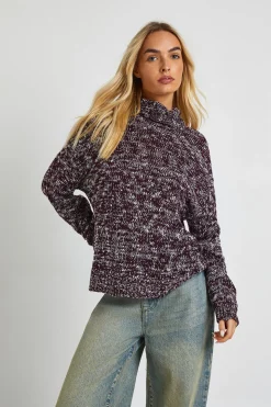 Pull en maille marle à col roulé