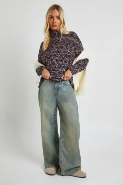 Pull en maille marle à col roulé