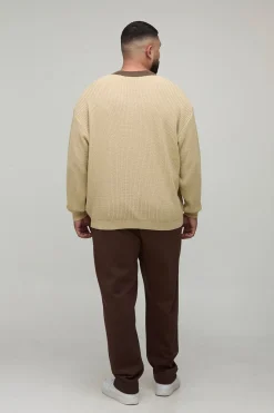 Pull en maille oversize à col en V contrasté