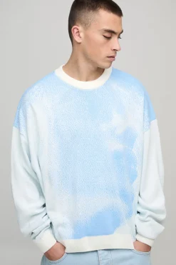 boohooMAN Pull en maille oversize à la coupe carrée avec effet ombré<Homme Maille|Mailles