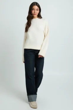 Pull en maille oversize à revers retroussé super doux