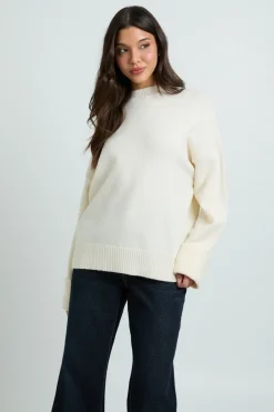 Pull en maille oversize à revers retroussé super doux