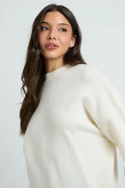 Pull en maille oversize à revers retroussé super doux