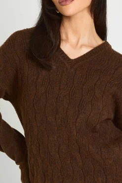 boohoo Pull en maille épaisse à col en V et torsadé<Femme Pulls Et Gilets|Toutes Les Mailles