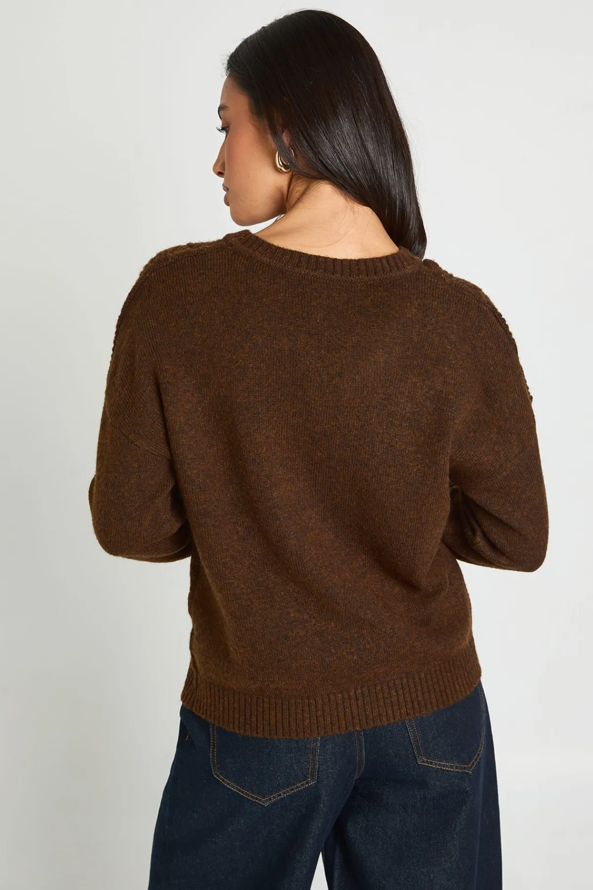 boohoo Pull en maille épaisse à col en V et torsadé<Femme Pulls Et Gilets|Toutes Les Mailles