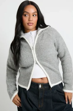 boohoo Pull en maille épaisse à zip traversant<Femme Pulls Et Gilets|Toutes Les Mailles