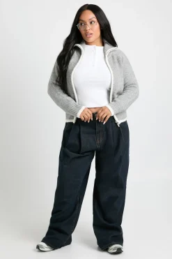 boohoo Pull en maille épaisse à zip traversant<Femme Pulls Et Gilets|Toutes Les Mailles