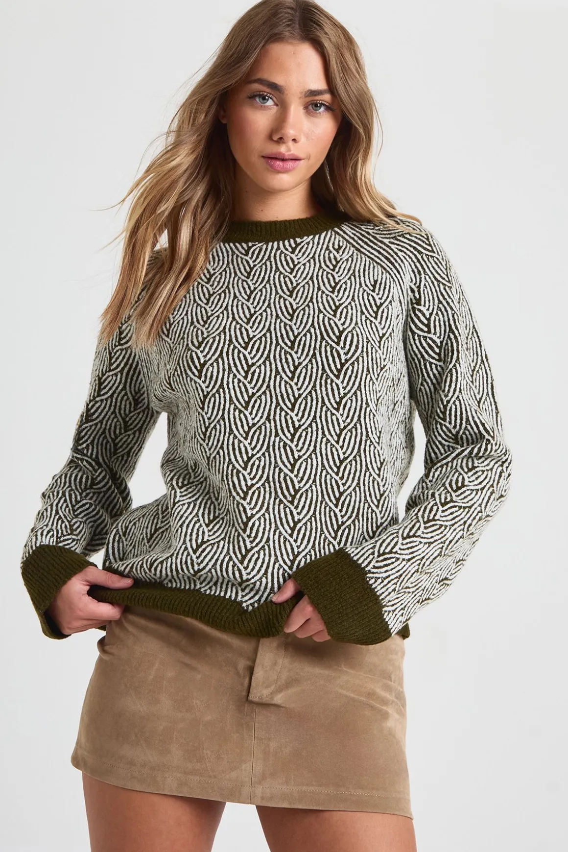 Pull en maille texturée à col rond