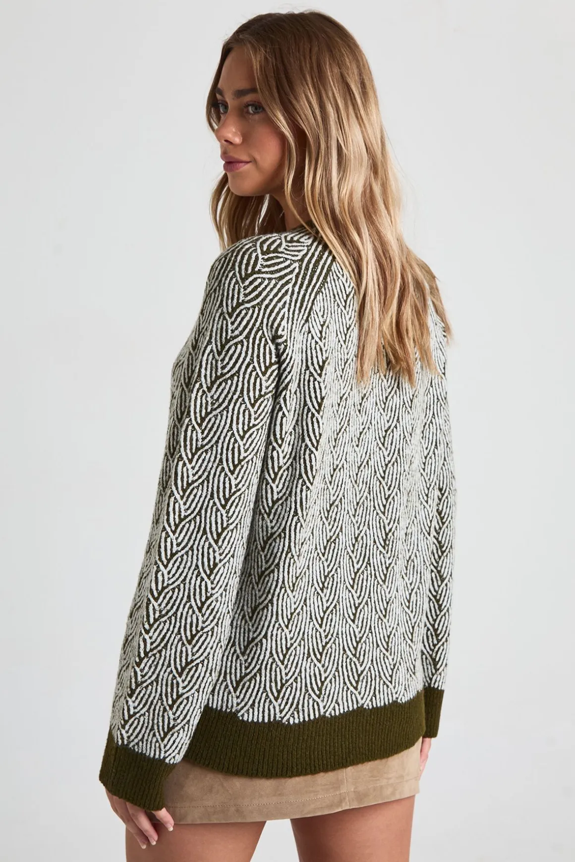 Pull en maille texturée à col rond