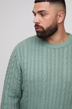 Pull en maille torsadée Plus Basic, coupe régulière