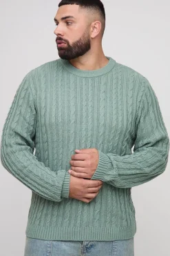 Pull en maille torsadée Plus Basic, coupe régulière