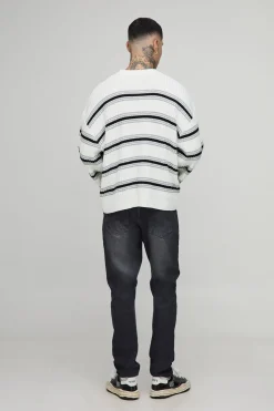 boohooMAN Pull long en maille côtelée, manches larges et coupe boxy, surdimensionné.<Homme Tout Afficher|Mailles Tall