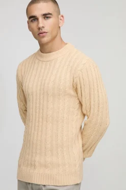 Pull Muscle Fit en tricot à câbles