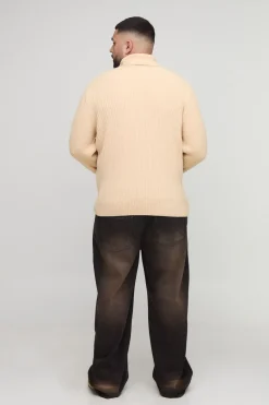 boohooMAN Pull-over Basique Plus en maille côtelée à col roulé, coupe régulière<Homme Tout Afficher|Maille