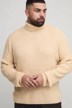 boohooMAN Pull-over Basique Plus en maille côtelée à col roulé, coupe régulière<Homme Tout Afficher|Maille