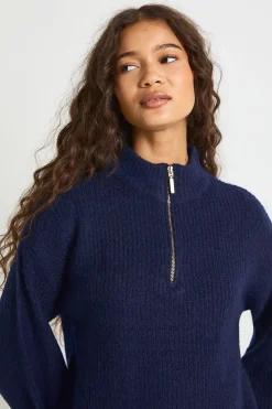 Pull-over en maille douce surdimensionné à col zippé