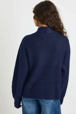 Pull-over en maille douce surdimensionné à col zippé