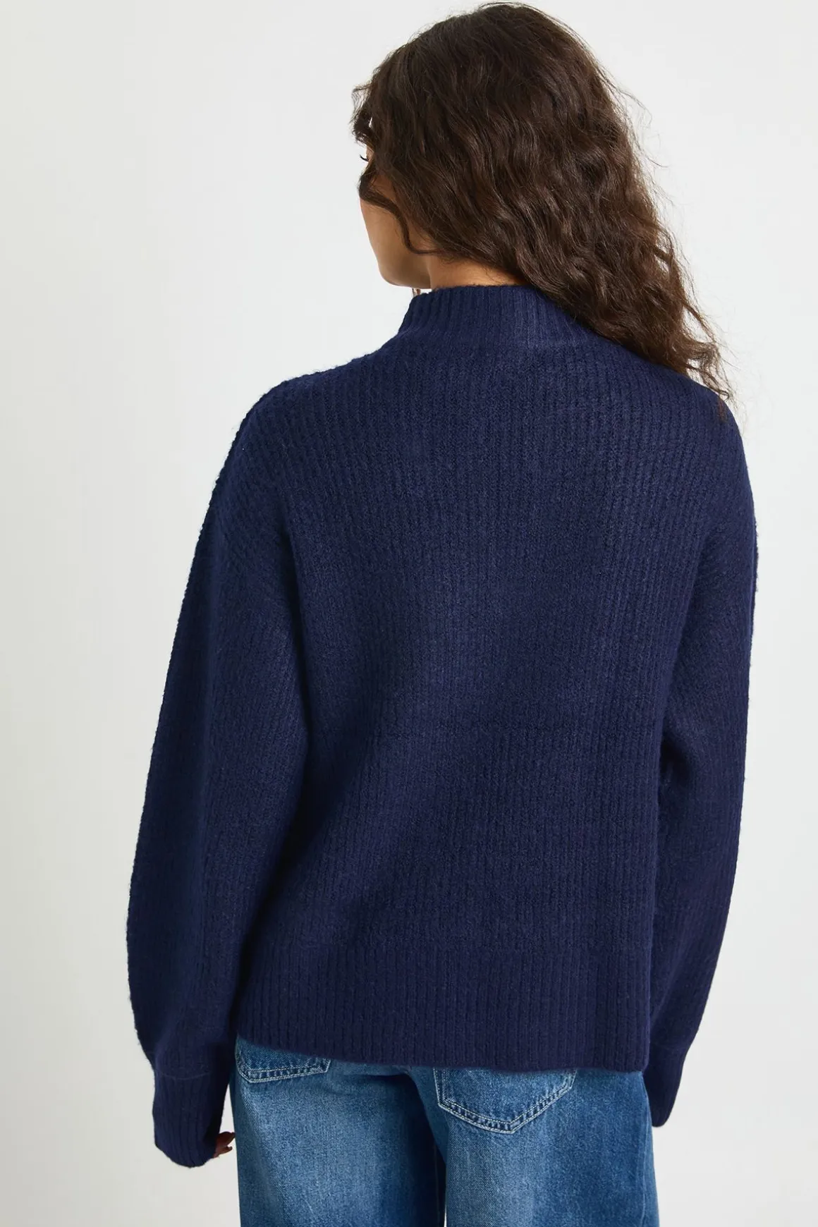 Pull-over en maille douce surdimensionné à col zippé