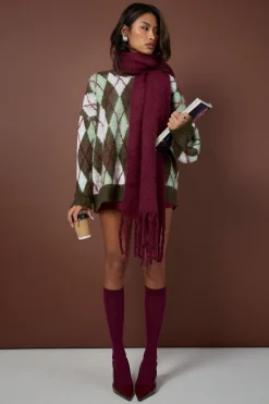 Pull-over en maille surdimensionné à motif argyle brossé