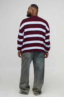 boohooMAN Pull-over oversize en maille brossée à rayures contrastées<Homme Tout Afficher|Maille