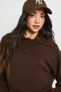 Pull-over polo en tricot à col surdimensionné