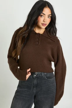 Pull-over polo en tricot à col surdimensionné