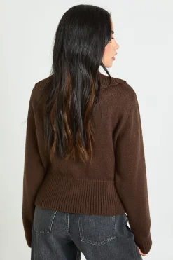 Pull-over polo en tricot à col surdimensionné