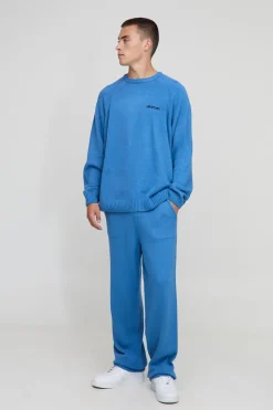 boohooMAN Pull-over raglan tricoté oversize et survêtement jogger régulier<Homme Maille|Mailles