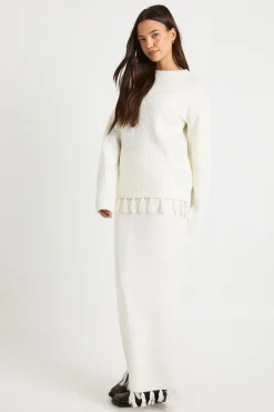 boohoo Pull oversize avec détail d'ourlet à pampilles et jupe tricotée coordonnée<Femme Pulls Et Gilets|Toutes Les Mailles