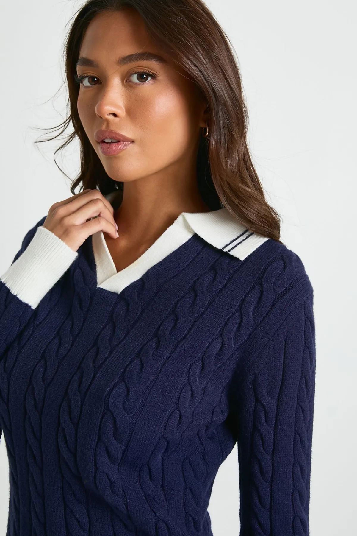 boohoo Pull oversize à col en câble<Femme Pulls Et Gilets|Toutes Les Mailles