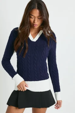 boohoo Pull oversize à col en câble<Femme Pulls Et Gilets|Toutes Les Mailles