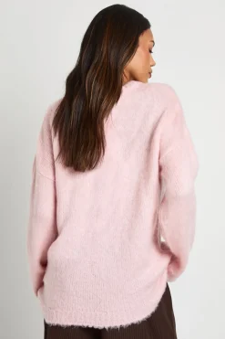 Pull oversize à col rond, duveteux, pour femmes enceintes
